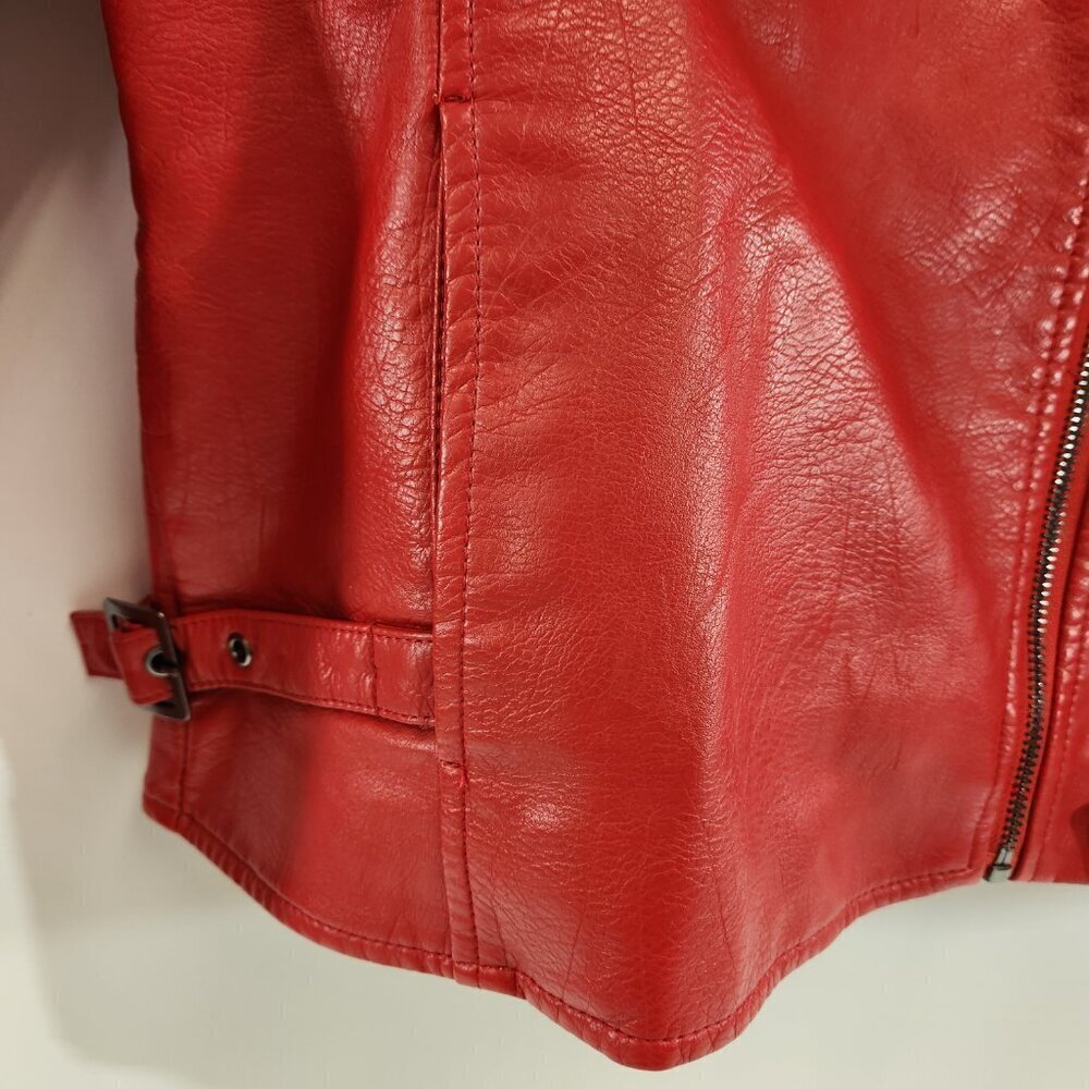 SPYM Faux Leather Moto Jacket Red Size Medium NWT - Picture 2 of 12